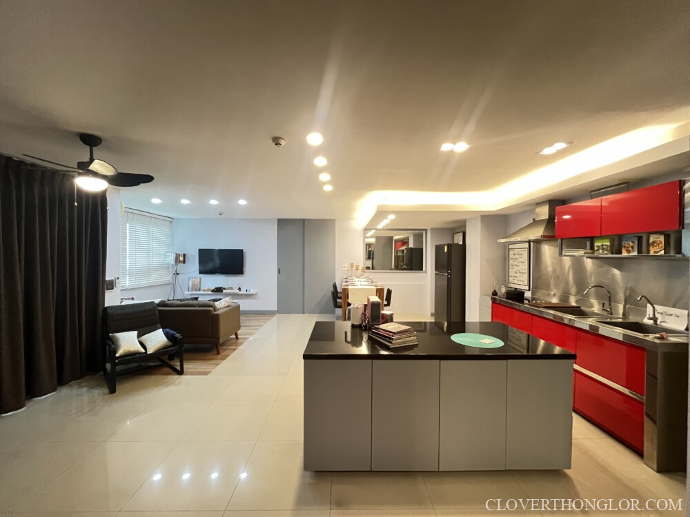 Modern kitchen with open living space