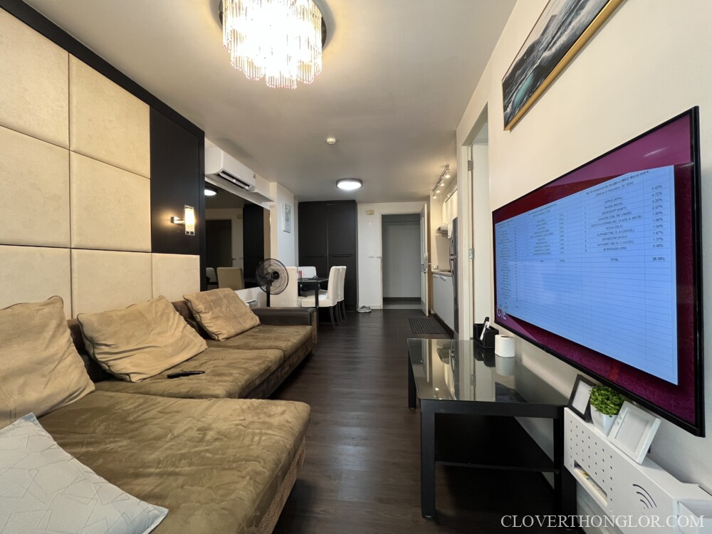 Modern living room with cozy furniture