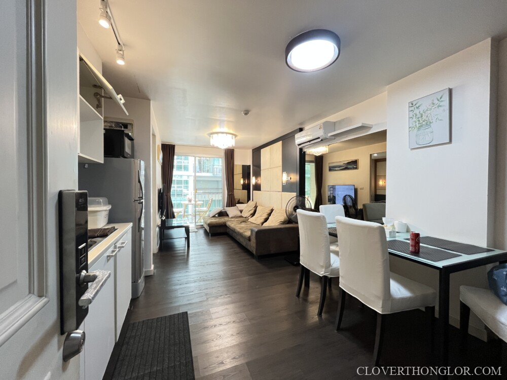Modern living room with dining area
